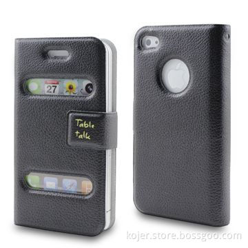 Leather Case for Apple's iPhone 4/4S, with Notebook Design, Available in Various Colors